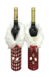 Anjule Red and White Plaid Bottle Zestaw Pluszowy materiał świąteczny 6608628