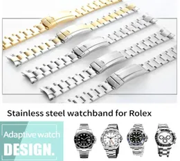 Yeni saat 20mm Watch Band Strap 316L Paslanmaz Çelik Bilezik Kavisli Son Gümüş İzleme Aksesuarları Denizaltı için İzle
