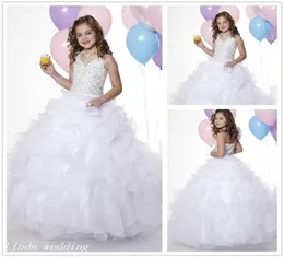 Beyaz Renkli Kız039s Pageant Elbise Prenses Balyoyu Organza Boncuklu Parti Cupcake Prom Elbise Genç Kısa Kız Pretty Dres5228979