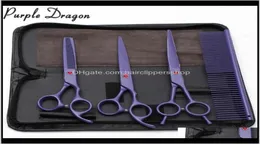 4Pcs 7 Inch Purple Dragon Stainless Hairdresser For Mascotas Cutting Shears Thinning Groomingfordog Pets 2F6Rs Hair Qccj07038072