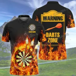 Spersonalizowana nazwa Darts 3D na całej drukowanej męskiej koszuli polo Summer Unisex Street Wear Casual Shirt Gift for Dart Lover Pol91