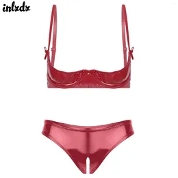 Bras Define feminino lingerie de couro brilhante feminino