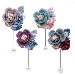 Broches de moda imitação de casamento pérolas de flores artificiais no noivo bouquet boutonniere corsage pino de broche