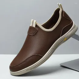 Casual Shoes Men Genuine Leather With Soft Sole Slip On Footwear Handmade Formal Loafers Moccasins Simple Male Driving