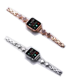 Tiras de metal para banda de relógio 44mm 42mm 40mm 38mm 41mm 45mm 45mm de reposição de trevo de quatro folhas iwatch 6 SE 5 4 3 2 1 SmartWatch2396542