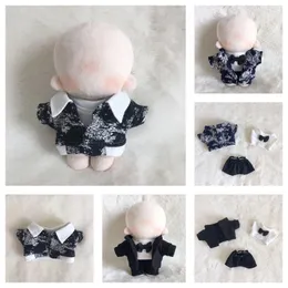 Handgefertigte 10 cm dicke Körperpuppe Kleidung schwarz gutaussehende westliche Puppe cos Kleidung Set für koreanische beliebte Plüschpuppenspielzeug