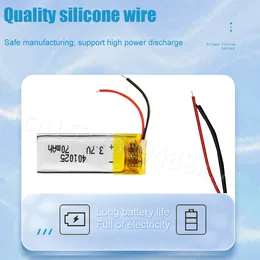 5-100PCS 401025 3.7V 70mAh Rechargeable Lithium Battery For Bluetooth GPS MP3 MP4 MP5 PSP Bluetooth Earphone Li-Po Polymer Cell