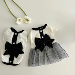 Dog Apparel No Hat Summer Fashion Luxury Pet Clothes Black And White Lace Bow Skirt Dresses Teddy For Small Clothing Puppy Vest