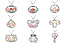 Elephant Owl Woman Necklace Living Memory Beads Glass Floating Locket Pendant Necklace Pearl Cage Locket Charms Gift LJJTA11875322147