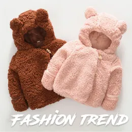 Tiere 03y Baby Girl Kleidung Herbst Winter Mode modische Farbe Baby Jacke Säuglinge Junge Kapuze Plüschbärenmäntel Kinder warme Oberbekleidung