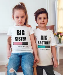 Tshirts Big Sisterbrother carregando crianças engraçadas Anúncio unissex Mommy Camiseta grávida bebê Casual Casual Short Sleeve Top 0367240914