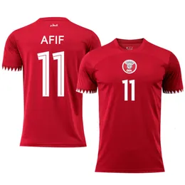 2022 Qatar Home Red Football Single Top 11 Afif 10 Haidos 19 Ali Jersey