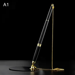 Stylo De Signature Avec Chaîne – Pour Bureau, Banque, Hôtel – Ergonomique, écriture Fluide – Support Inclus – Couleur Argenté