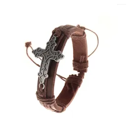 Bangle Vintage Strap Cross Leather Bracelet Charming Men's Fashion Hip Hop Punk Accessories Jewelry Gift Wholesale