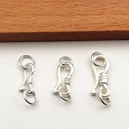 DIY 목걸이 팔찌 보석 제조 부품 결과를위한 닫힌 점프 링이있는 Solid 925 Sterling S Hook Clasp Eye Fish