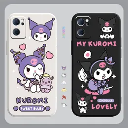 Płynny silikonowy obudowa dla Oppo Reno 9 8 7 7se 6 5 4se 3 Pro plus 4G 5G Cover Anime Cute Kuromi Color Fundas Cqoues Shell Capa