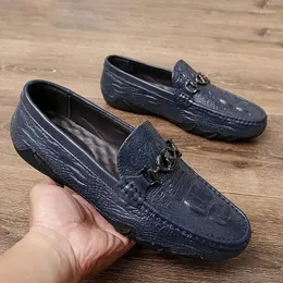 Casual Shoes Fashion Crocodile Skin Mönster Herrens slip-on loafers Mockasins Designer Handgjorda Driving Men