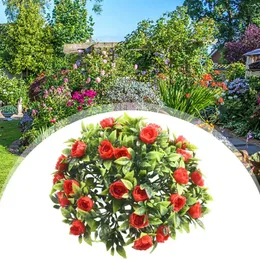 Kwiaty dekoracyjne Wysokiej jakości domowy ogrodowy kulka trawna sztuczna kawiarnia Rose Flower Balls Stage Topiary Stable UV Stable