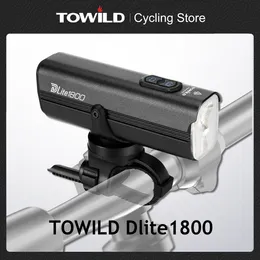 TOWILD DLITE 1800 Hoch-/Bellstrahlschalter Smart Bike Light Fernbedienung 5000-mAh Batterie-C Batterie-C wiederaufladbares Straßenradbike-Licht