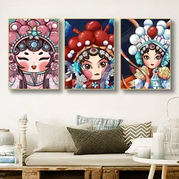 Chinese Cultural Opera Role Poster Wall Hanging Art Canvas Painting Prints Mural Picture Bedroom Corridor Living Room Decor Gift