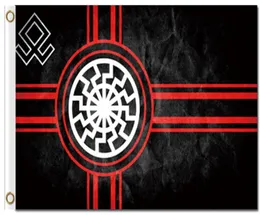 Цифровая печать Custom 3x5ft Black Sun Flag 90x150CM Polyester Kolovrat Slavic Symbol Sun Wheel Svarog Solstice Runs Banner9497083