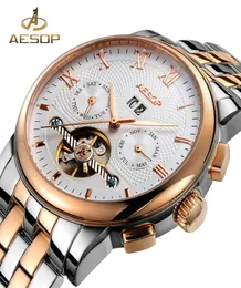 aesop Watch Men Luxury Automical Watch 2019ステンレススチールリストゴールドリストウォッチ男性時計男性Relogio Masculino5487886