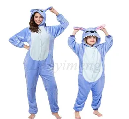 Stitch Onesies Pajamas للجنسين الأزرق الوردي Stich Cosplay Party Ware Pijama Boys Girls Pajamas Kids Women Sleepwear 2109158699675