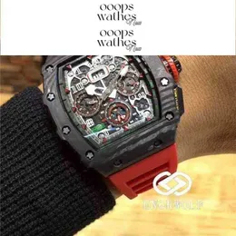 Designer Mens Watch Brand Luxury Watch Automatico Superclone Waterproof Engwolf RM11-03 7750 Tempo di rosso tapa 4carbon in fibra Sapphire