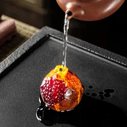 Красочные фруктовые чайные украшения церемония высокого качества играет в лотках аксессуары Durian Pomegranate 240411