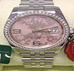 Topselling Lady Watch Datejust 36mm Diamond Bezel 2020 Dial rostfritt stål Pink Flower Women Automatisk rörelse Watchc7BF3858455