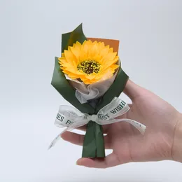 Kyunovia Sunflower Bouquet Mini Natural Hand Holding Flower Flower for Desk Office Home Decor