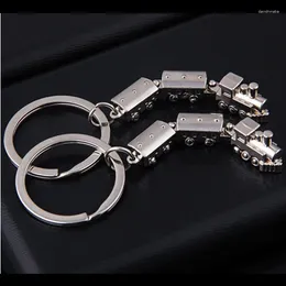 Keychains Creative Metal Movable Joint Mini Train Model Alloy Keyring