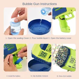 132 buchi Bubble Rocket Kids Toy Toy Electric Bubble Machine con leggero produttore di bolle estive Childern Gift Party Games per esterni interni