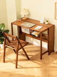 Hushållsvikta bambu skrivbord vardagsrum stora studiebord kontor skrivbord utrymme sparande fällbar skrivning arbetsbänk hemmöbler