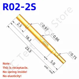 100pcs R02-2S Spring Test Probe Test Pin Pogo Pin Receptacle Needle Sleeve Needle Seat Needle Sleeve Length 23.3mm Dia 0.86mm