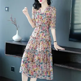 413N61 OC Dostosowywanie Top Silk Damska sukienka dla jesiennej Wysokiej jakości wydrukowane Slim Fit Silkworm Spódnica Multi kolor