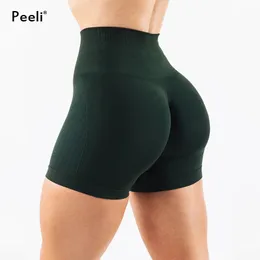 Wzmocnić szorty konturu Kobiety Scrunk Butt Bezprobowe spodenki do gimnastycznej talii Shorts Atletyczny trening jogi