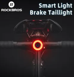 Rockbros Bisiklet Tail Işık MTB Yol Bisikleti Gece Arka Işıklar Akıllı Fren Sensörü UYARI LAMBA Su Geçirmez Bisiklet Accessories2026556