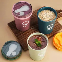 500 ml kopp form Lunchlåda Portable Soup Porridge Cup för barn Mikrovågsugn Plast Bento Box Student Sealed Food Container Box