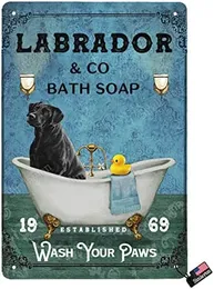 Decorazione da parete segno di latta di labrador cani labrador pattern - uso del bagno, stile vintage - uso del gabine