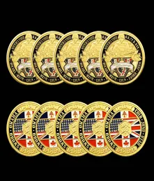 5pcs nicht magnetisch 70. Jubiläum Schlacht Normandie Medaille Handwerk der vergoldeten militärischen Herausforderung US -Münzen für die Sammlung mit Hard Caps1584731