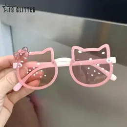 Crianças de verão, óculos de sol fofos de gatinhos acrílico arco externo Proteção UV óculos de sol bebê garotas clássicas menino UV400 Eyewear 240326