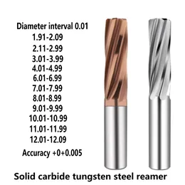 Soldado de tungstênio de tungstênio de tungstênio 3,45 3,96 4,58 4,73 mm de remancos ou usinagens de usinagem groove espiral de alumínio revestido 3f 4f 6f CNC