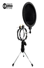 Desktop Justerbart popfilterklipp Mikrofon stativ vikning Karaoke Microphone Stand Windscreen Mask Shield PC Recording Mic Holder4192345