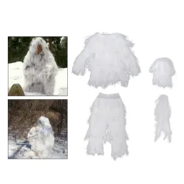 Skodon 4st/set utomhus uniform Ghillie kostym snövit kamouflage kläder airsoft camo jaktdräkt jacka för camping solskyddsmedel