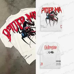 メンズTシャツタイムフィットネススーツTシャツスパイダーRAWファブリックソフト高弾性通気性メンズアンドレディーストレンディブランドT240411