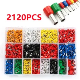 400-2120 PCs Isolada Pino do cabo final Terminal Botlace Ferrules Kit Kit de fio elétrico Conjunto de cobre Tubular Terminais Kit