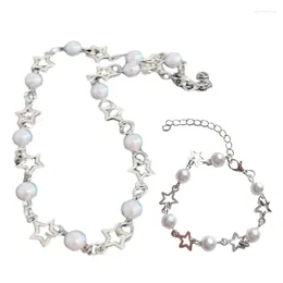 Choker Trendy Hollow Star Pearl Necklace Punk Chaint Braclets Mashion Modern