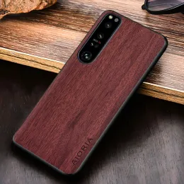 per Sony Xperia 5 10 1 IV III ACE II Pro-I Case Texture Wood PU PETTA MILLA SUCCHIO COPERCHI