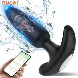 アプリリモートコントロールアナルバイブレーターBluetooth Butt Plug Men Prostate Massager女性マスターベーター大人の性玩具